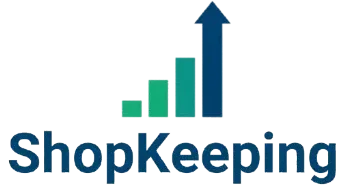 ShopKeeping SEO agency logo with upward growth arrow icon